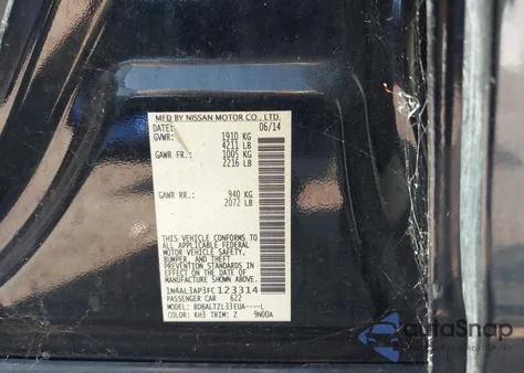 2015 Nissan Altima 2.5 Sl from USA, damaged, VIN 1N4AL3AP3FC123314